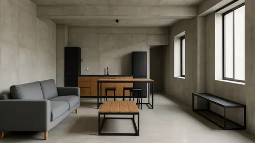 Beton Ekspos Industrial pada Dinding dan Lantai Modern